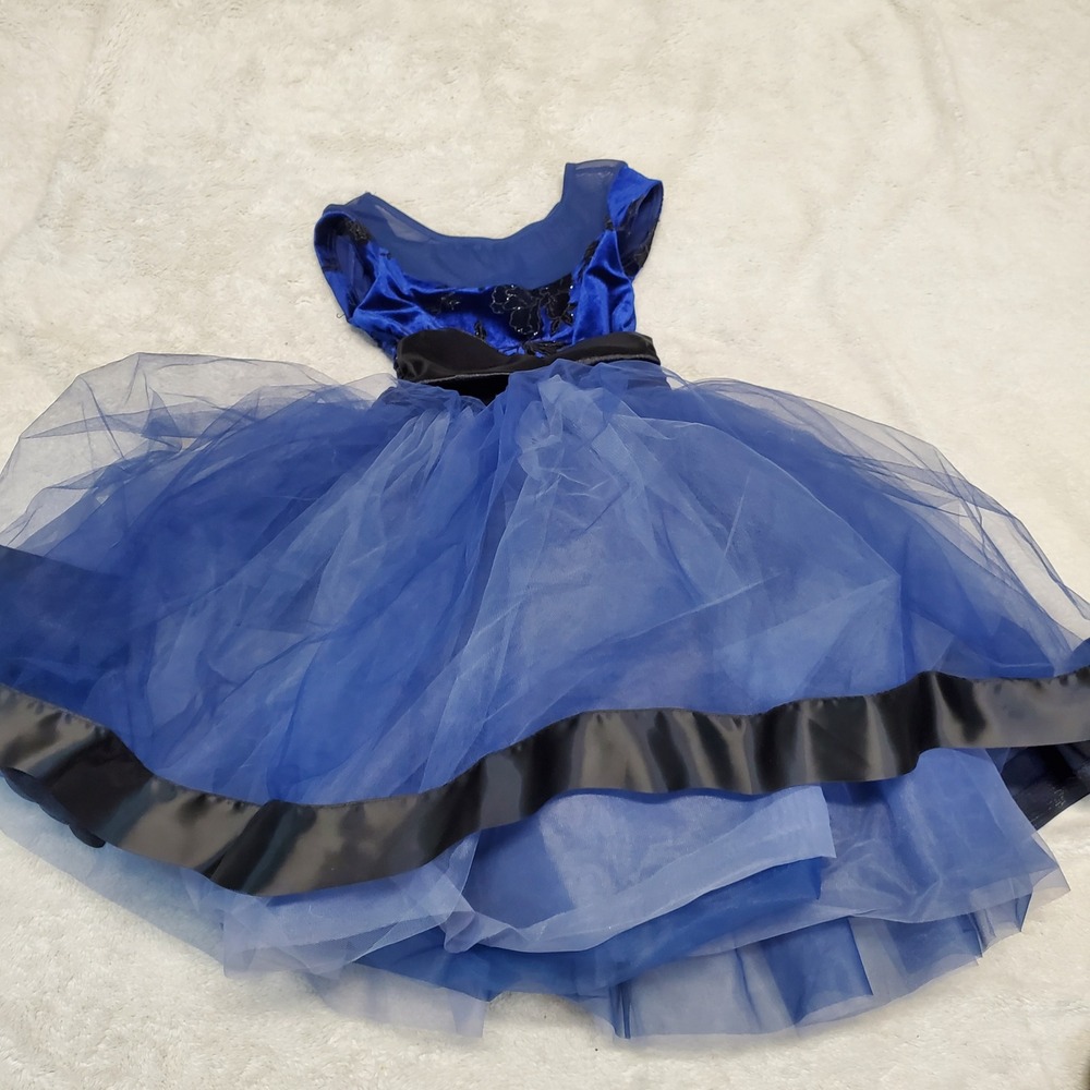 Weissman Navy Blue Black Tulle Ballet Dance Leotard Costume Girl MC 10 12 - Picture 3 of 11